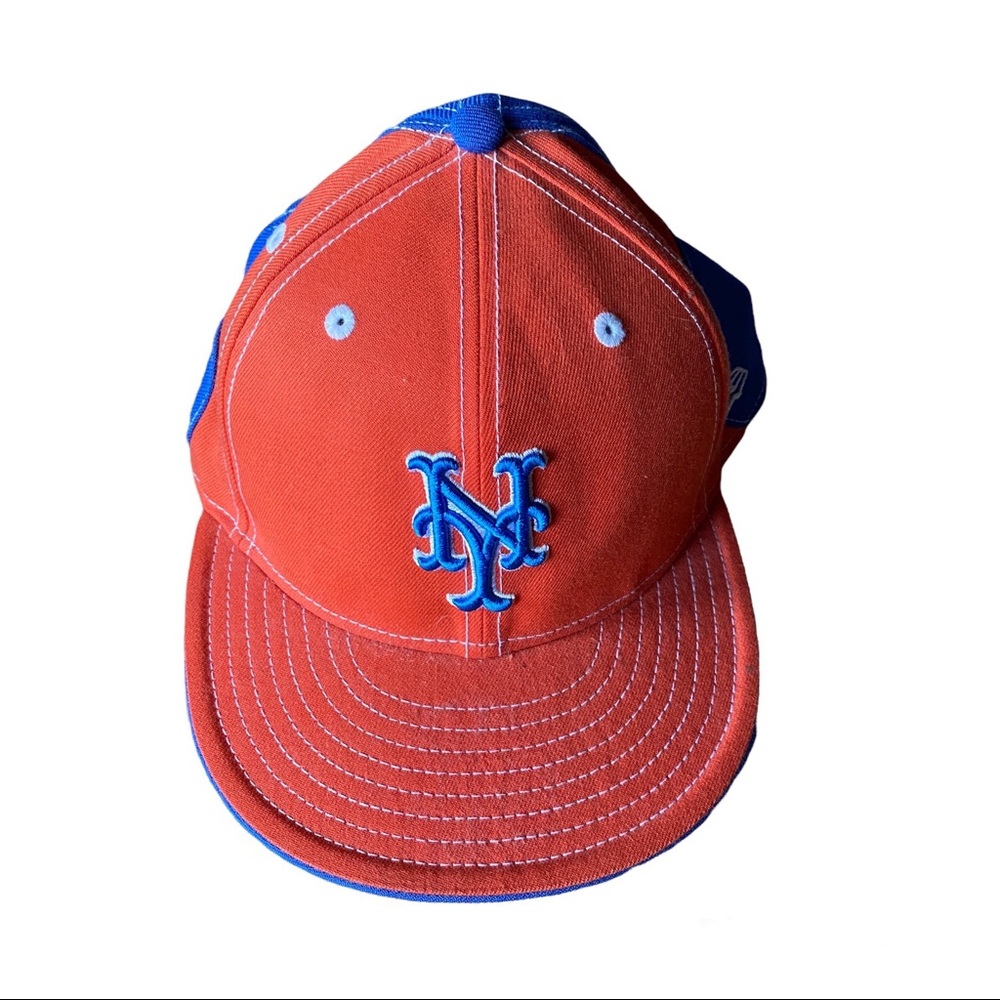 New York Mets 7 1/4 Orange Blue Hat New Era 59Fifty Fitted Genuine Cap Baseball